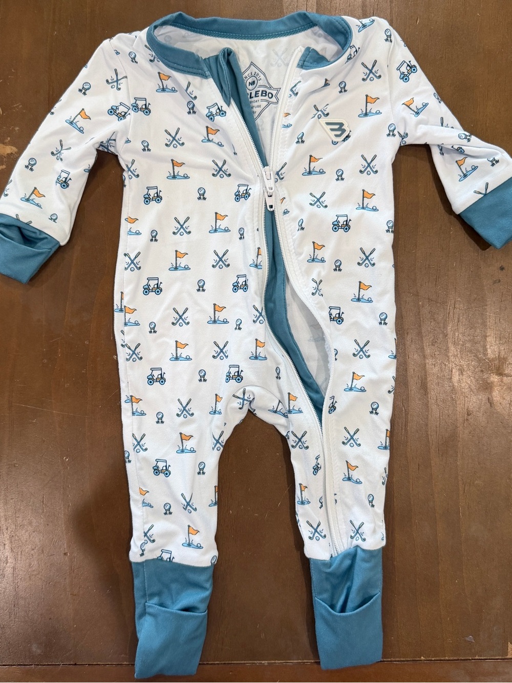 BURLEBO White Footed One-Piece with Golf Print